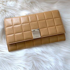 Chanel Gold Lambskin Leather Chocolate Bar Wallet